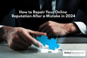 Business professional placing a missing puzzle piece into place, symbolizing the restoration of online reputation for doctors through strategic steps.